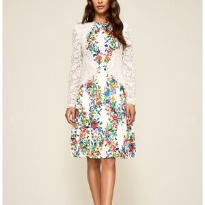 Tadashi Shoji Aine Lace long sleeve Floral dress 🌸🌷